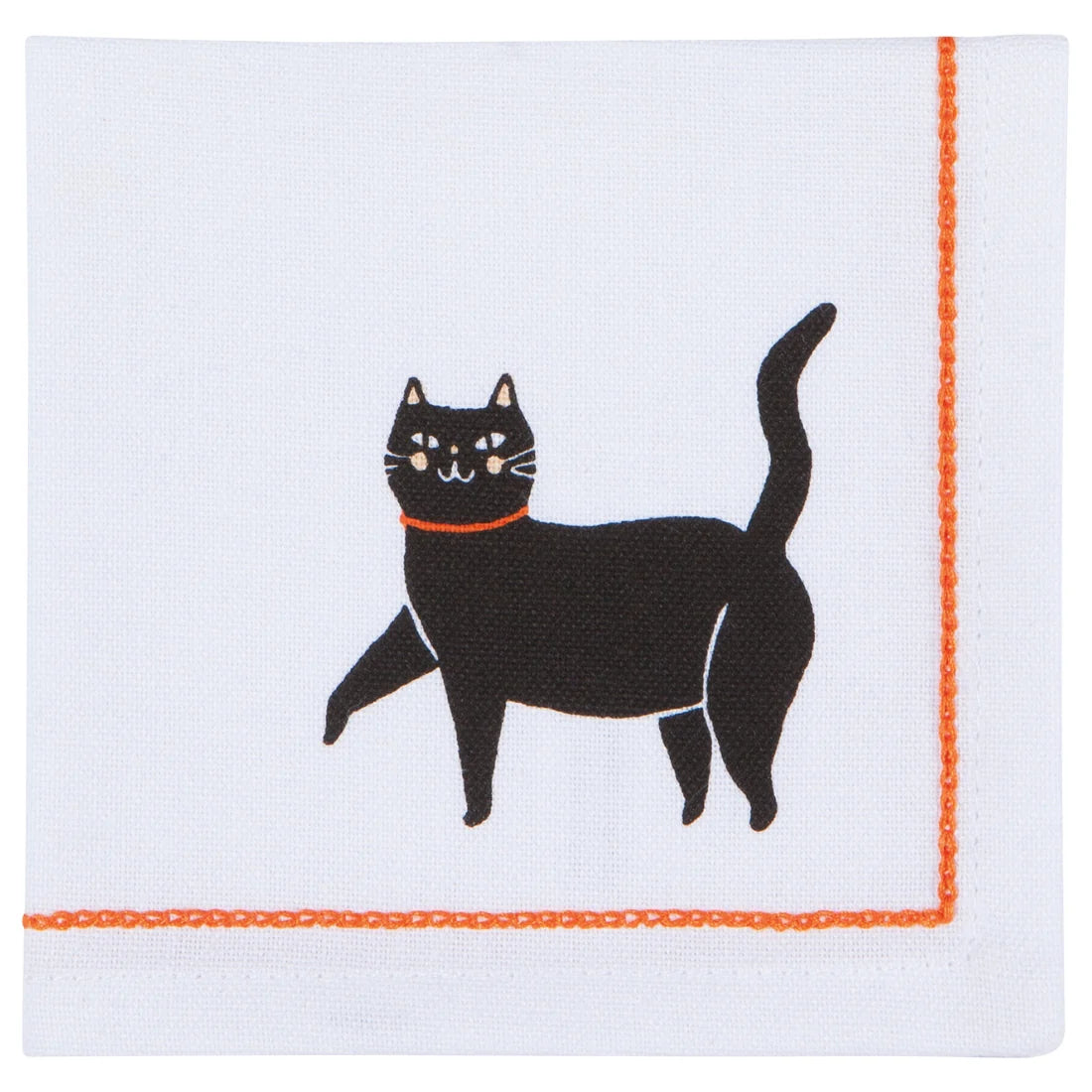 Boo Crew napkin close-up showing the embroidered pumpkin motif - PABOOM