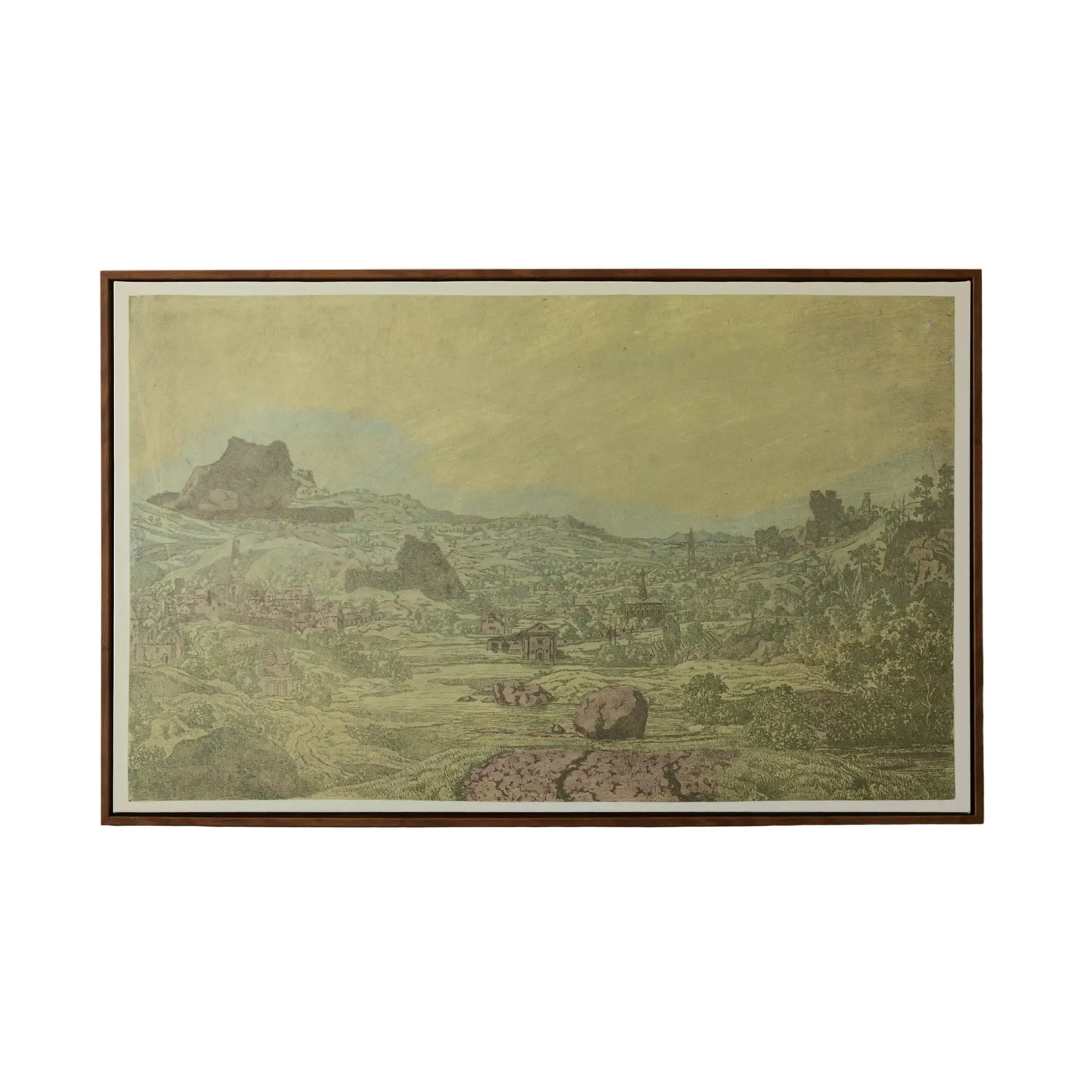 Painting Valley with a River and a Town with Four Towers by Hercules Segers Landscape Framed Wall Art on Canvas