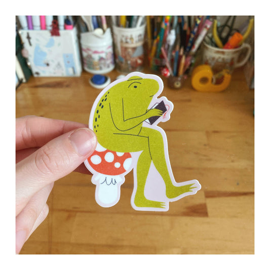 Reading Frog Sticker