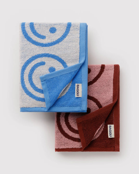 BAGGU Hand Towel Set - Sky Blue and Blush Happy