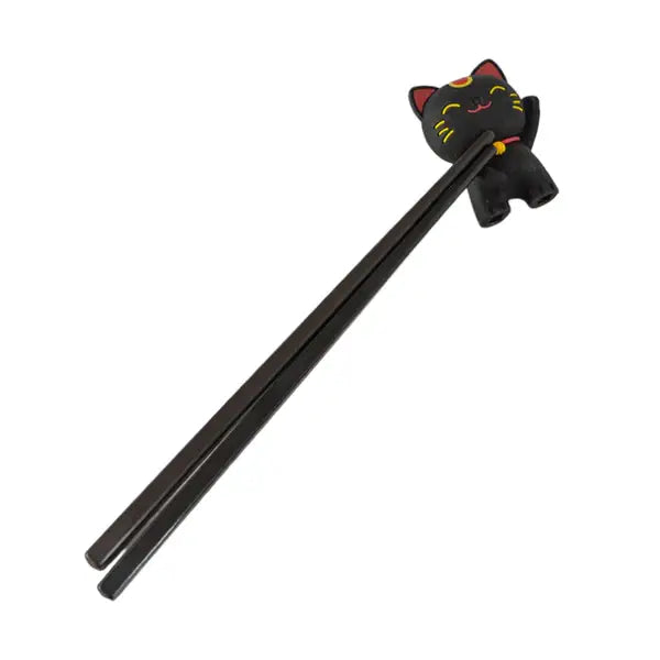 Black lucky cat training chopsticks for kids + adults - PABOOM