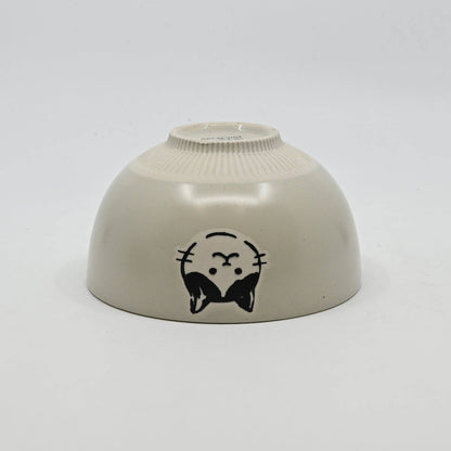 Cat Design Porcelain Rice Bowl White