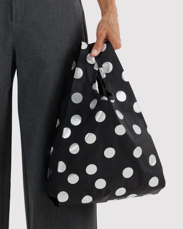 Baby Baggu Silver Metallic Polka Dot interior pocket detail - PABOOM