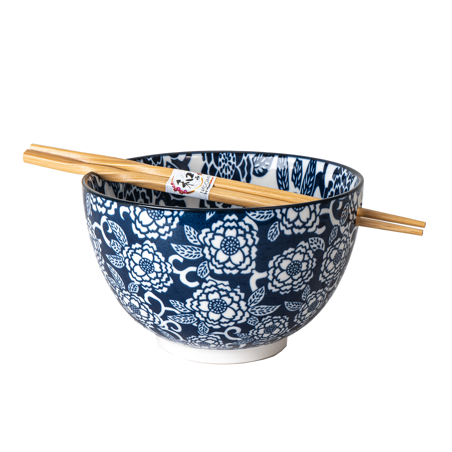 Botan Flower Design Bowl With Chopsticks
