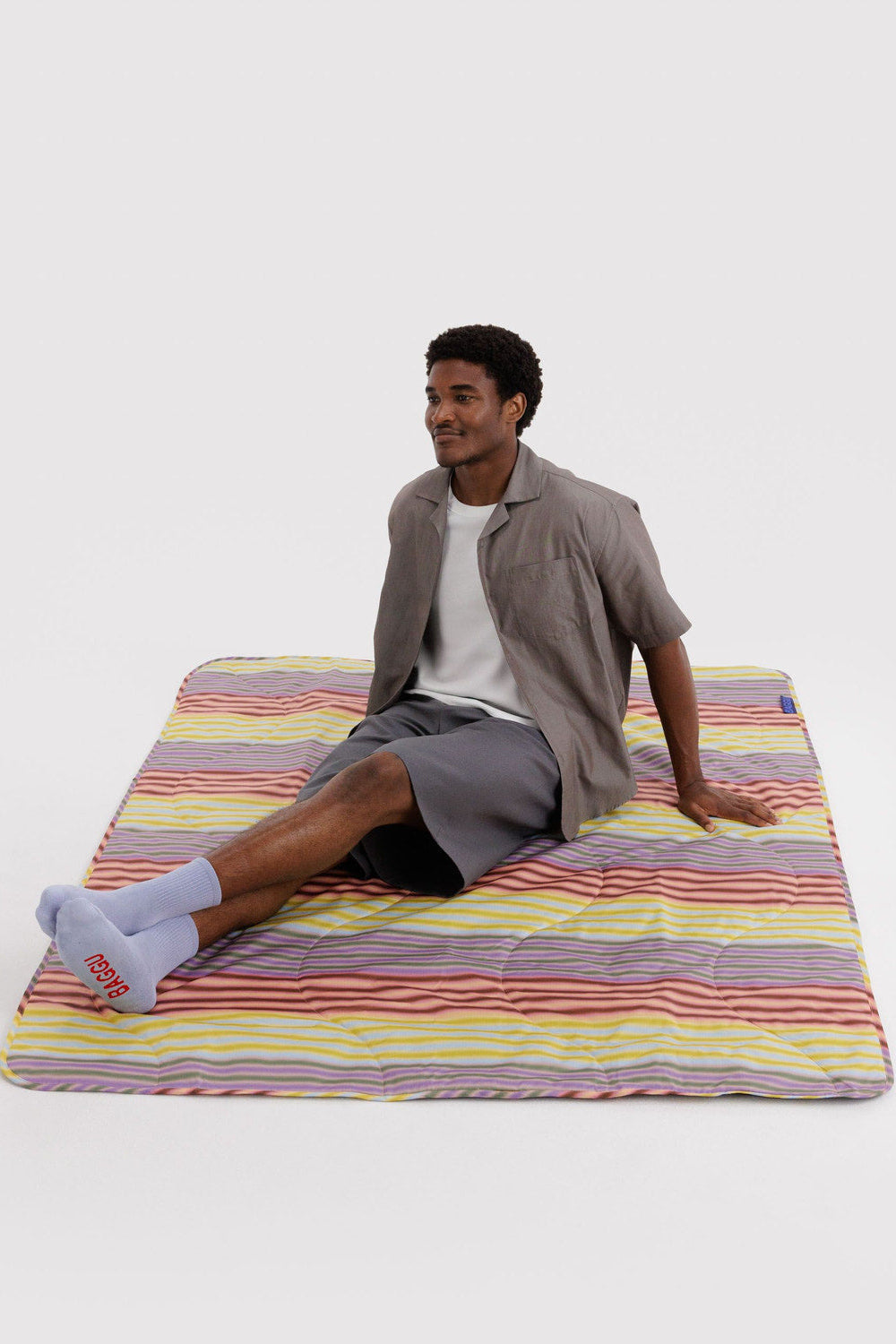 BAGGU Puffy Picnic Blanket - Gradient Stripe Multi