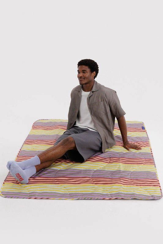BAGGU Puffy Picnic Blanket - Gradient Stripe Multi