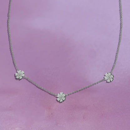 Triple Daisy Chain Necklace Silver