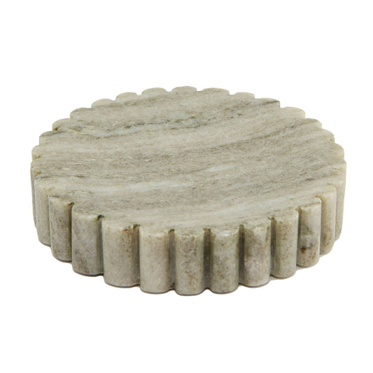Elise Beige Marble Soap Dish Ribbed Edge
