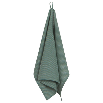 Jade Green Linen Pinstripe Dishtowel