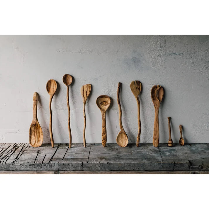 Olive Wood Long Spoon styled in use with a cooking pot – PABOOM