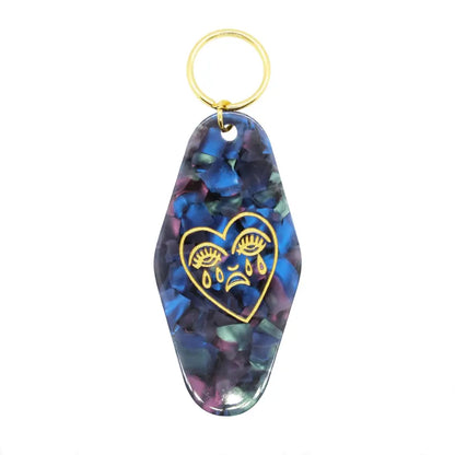 Black Crying Heart Motel Keytag - PABOOM