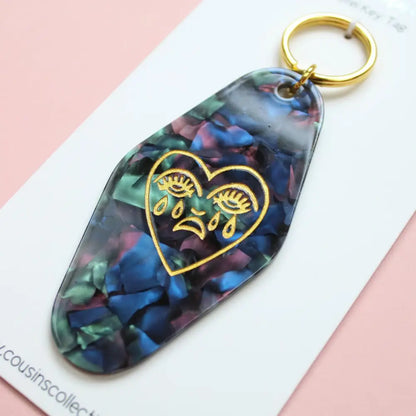 Black Crying Heart Motel Keytag - PABOOM