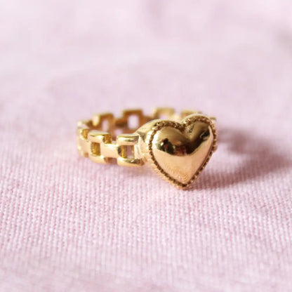 Cousins Collective - Chained Heart Ring 18K Gold Plated