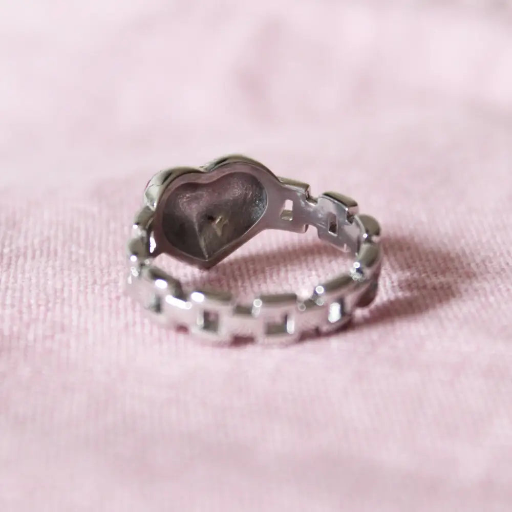 Cousins Collective - Chained Heart Ring Two Tone Silver + 18K Gold Plated