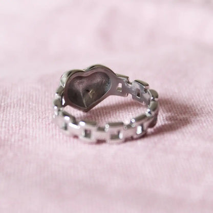 Cousins Collective - Chained Heart Ring Two Tone Silver + 18K Gold Plated