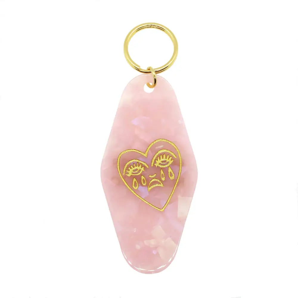 Cousins Collective - Crying Heart Motel Keytag Keychain - Pink Marble