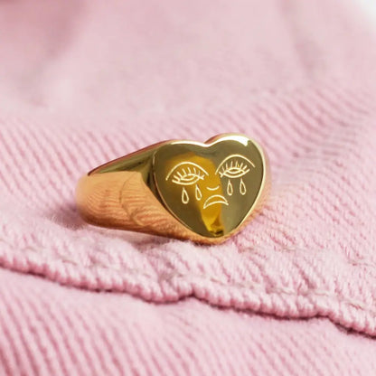Crying Heart Signet Ring - PABOOM