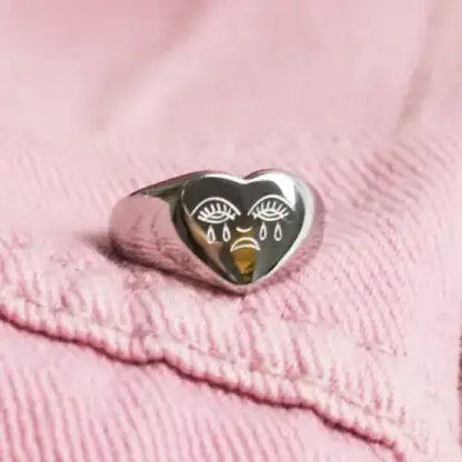 Cousins Collective - Crying Heart Signet Ring Silver / 6