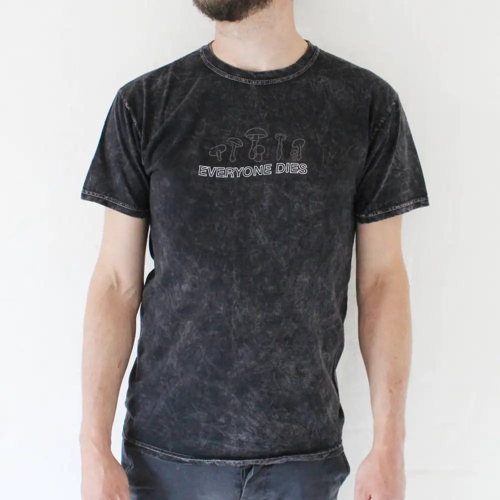 Cousins Collective - Everyone Dies Mushrooms Embroidered Acid Wash Unisex T-shirt