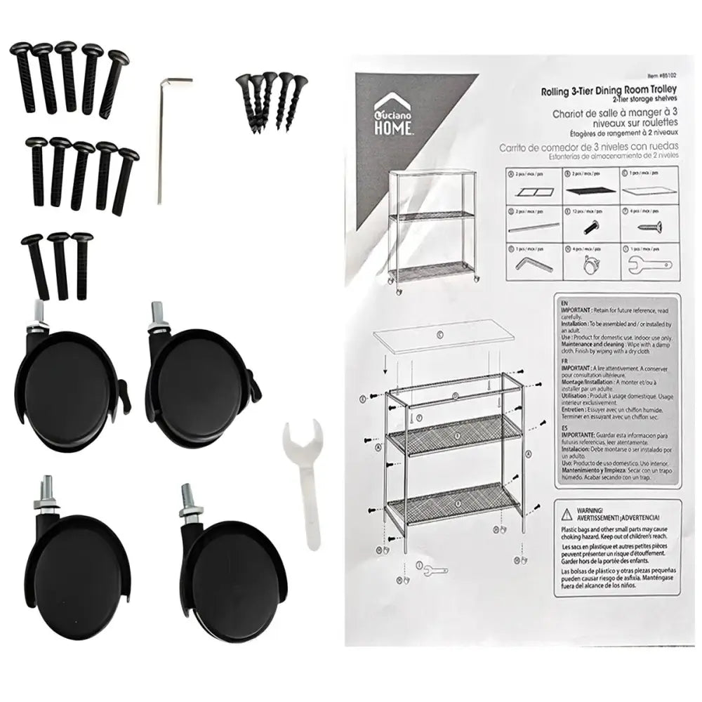 CTG Brands - 3 Level Trolley Black Powder Coated W/MDF Board