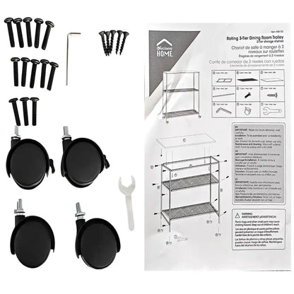 CTG Brands - 3 Level Trolley Black Powder Coated W/MDF Board