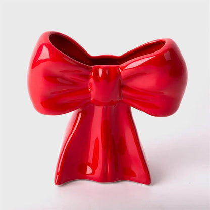 CTG Brands - Ceramic Bow Vase Red 2.4x5.9x5.9”