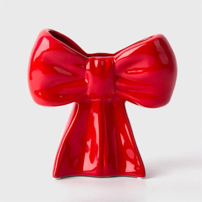 CTG Brands - Ceramic Bow Vase Red 2.4x5.9x5.9”