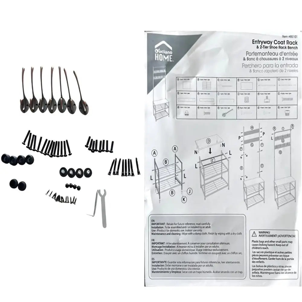CTG Brands - Coat & Shoe Rack Powder Coated w/Wood Seat