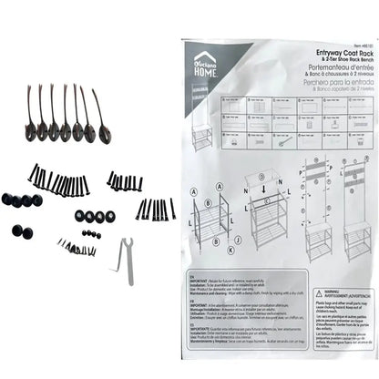 CTG Brands - Coat & Shoe Rack Powder Coated w/Wood Seat