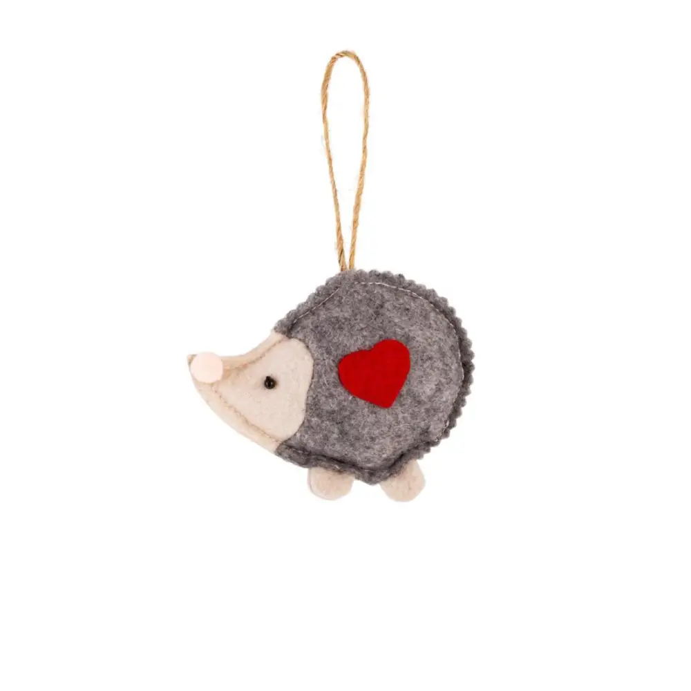 CTG Brands - Felted Hedgehog Heart Hanging Decoration 3’’