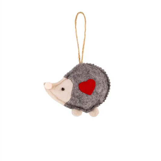 CTG Brands - Felted Hedgehog Heart Hanging Decoration 3’’