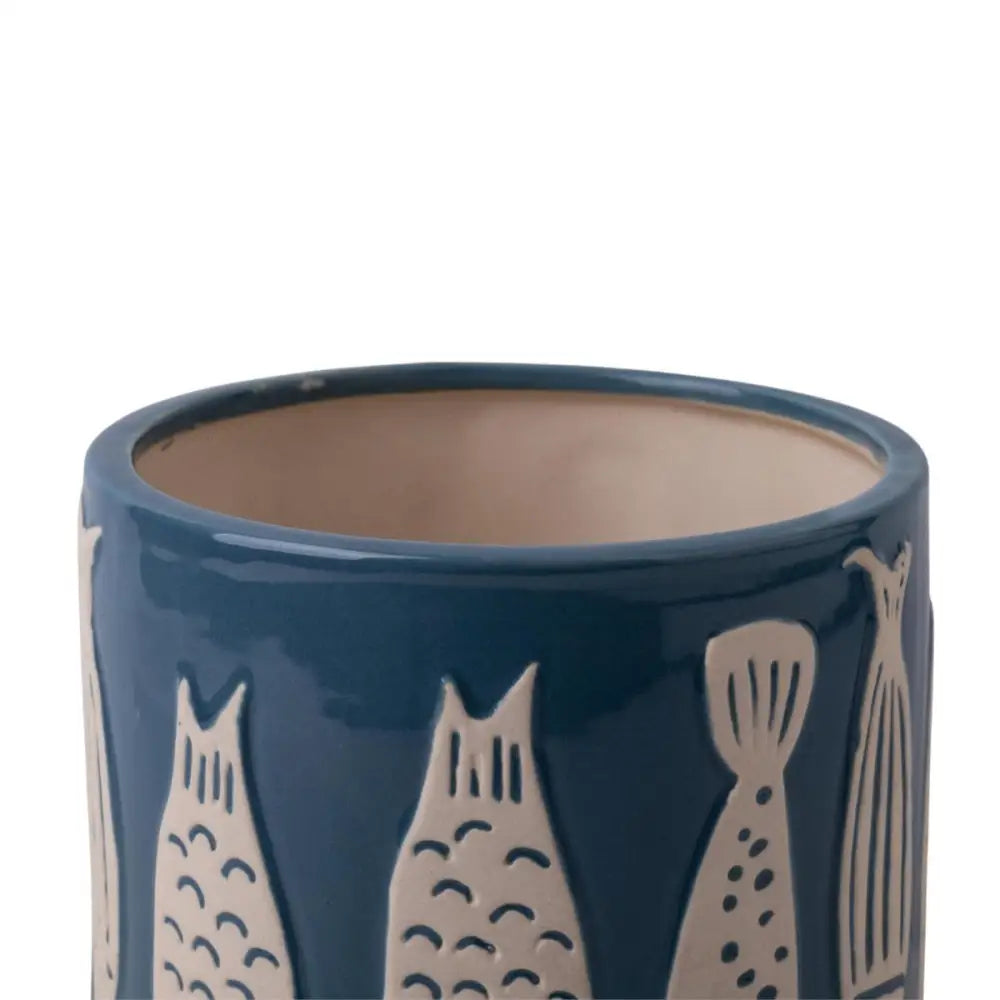 Fishes Embossed Planter 5.3" D - PABOOM