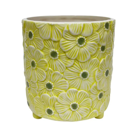 Floral Embossed Planter 5.3x5.9"H - PABOOM