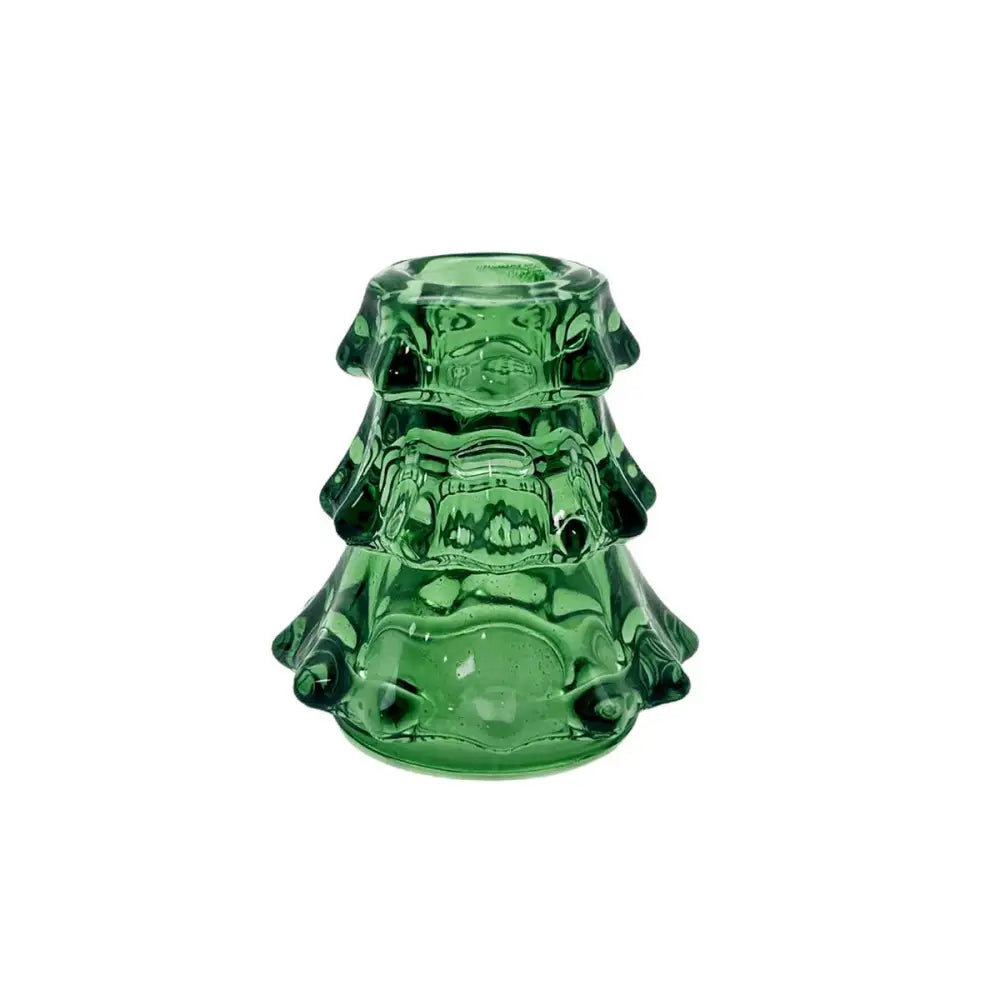 CTG Brands - Glass Tree Taper Holder Small Green