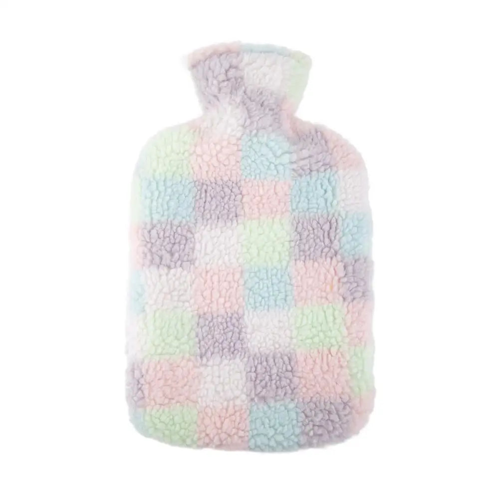 CTG Brands - Nordic Hot Water Bottle Sherpa Pink/Grey Plaid 1.7L