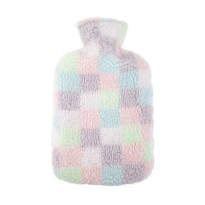 CTG Brands - Nordic Hot Water Bottle Sherpa Pink/Grey Plaid 1.7L