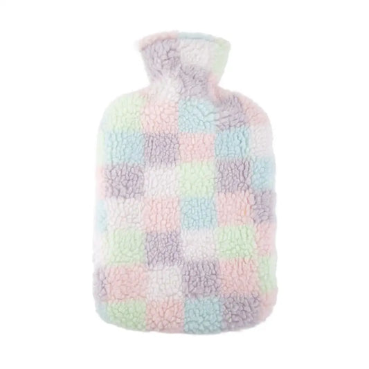 CTG Brands - Nordic Hot Water Bottle Sherpa Pink/Grey Plaid 1.7L