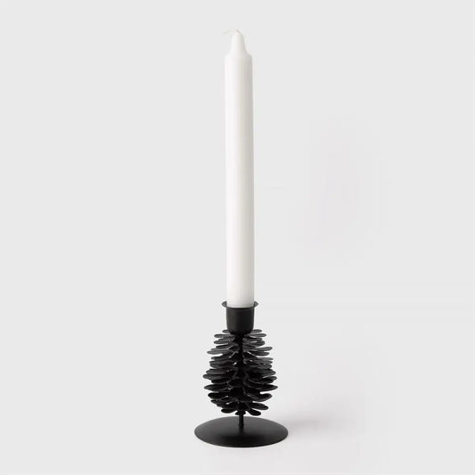 CTG Brands - Pinecone Taper Candle Holder Black