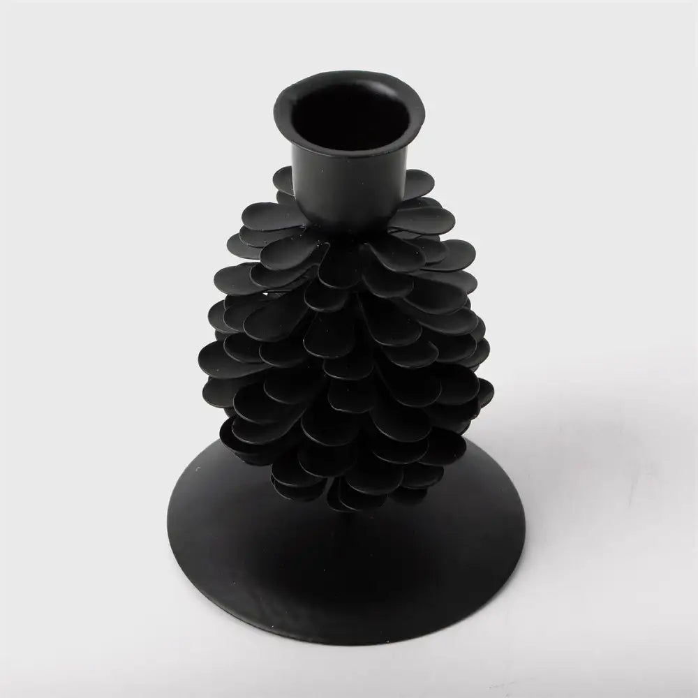 CTG Brands - Pinecone Taper Candle Holder Black