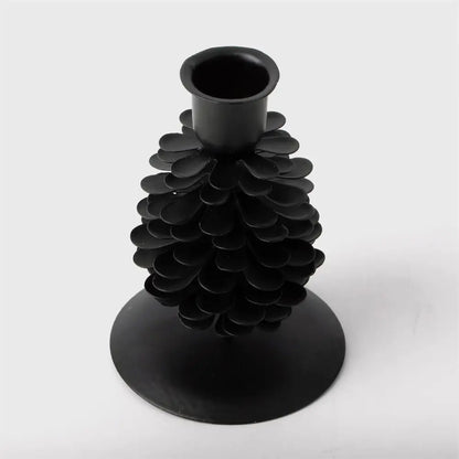 CTG Brands - Pinecone Taper Candle Holder Black