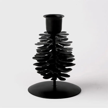 CTG Brands - Pinecone Taper Candle Holder Black