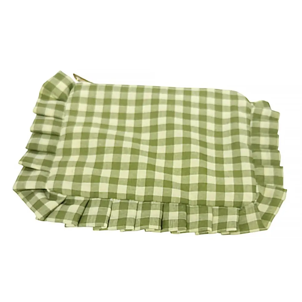 CTG Brands - Ruffled Edge Green Gingham Zipper Pouch