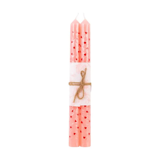 CTG Brands - Set/2 Heart Printed Dinner Candles 9.85’’