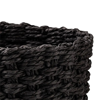 Woven Round Storage Baskets Set - Black