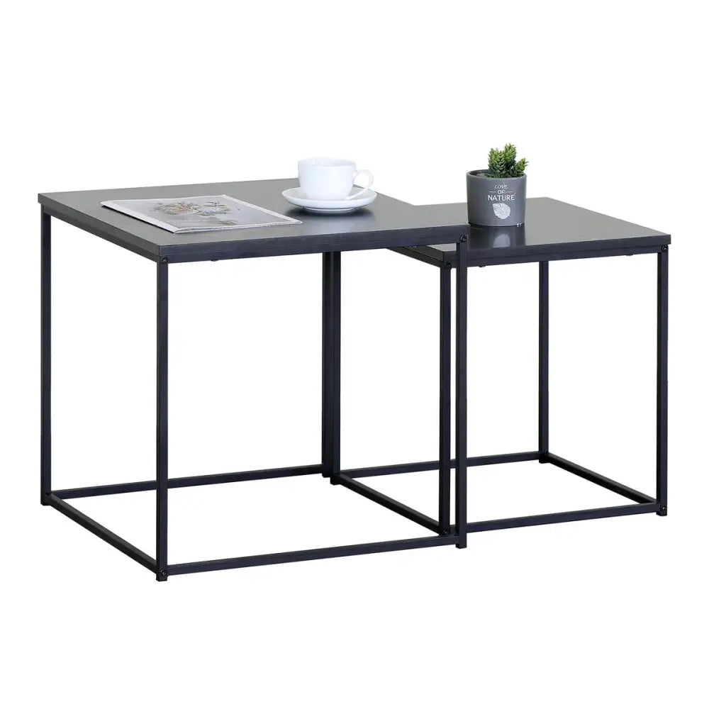 CTG Brands - Side Table S/2 Black Powder Coated W/MDF Top
