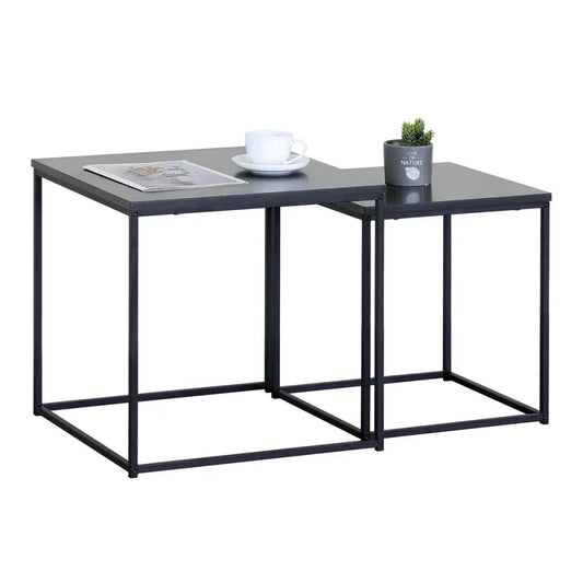 CTG Brands - Side Table S/2 Black Powder Coated W/MDF Top