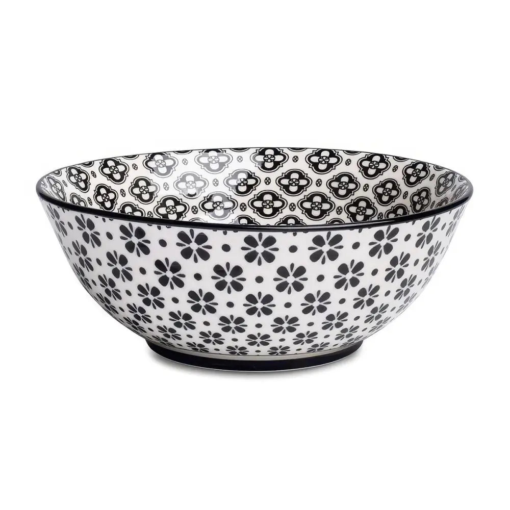 Starburst Black Stoneware Bowl - 8.75”
