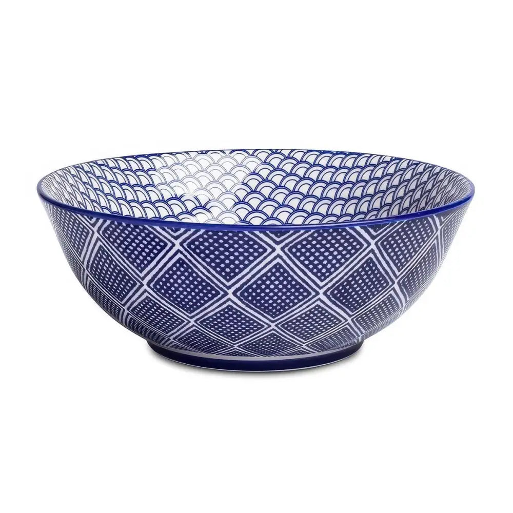 Waves Navy Stoneware Bowl - 8.75”