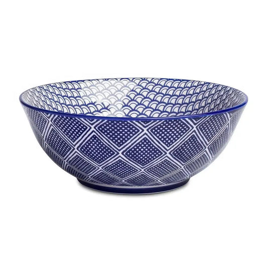 Waves Navy Stoneware Bowl - 8.75”