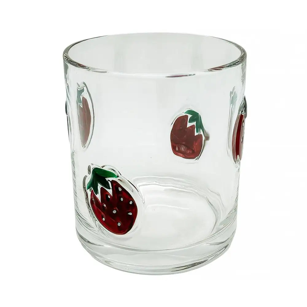 Strawberries Pressed Glass Tumbler 3.86"H - PABOOM